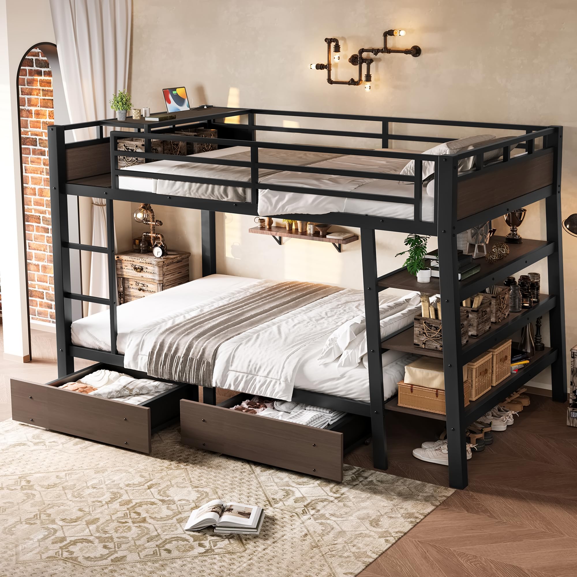  RuiSiSi Full Over Full Metal Storage Bunk Bed for Kids & Teens with USB Charging Ports
| Space-Saving RuiSiSi Metal Bun